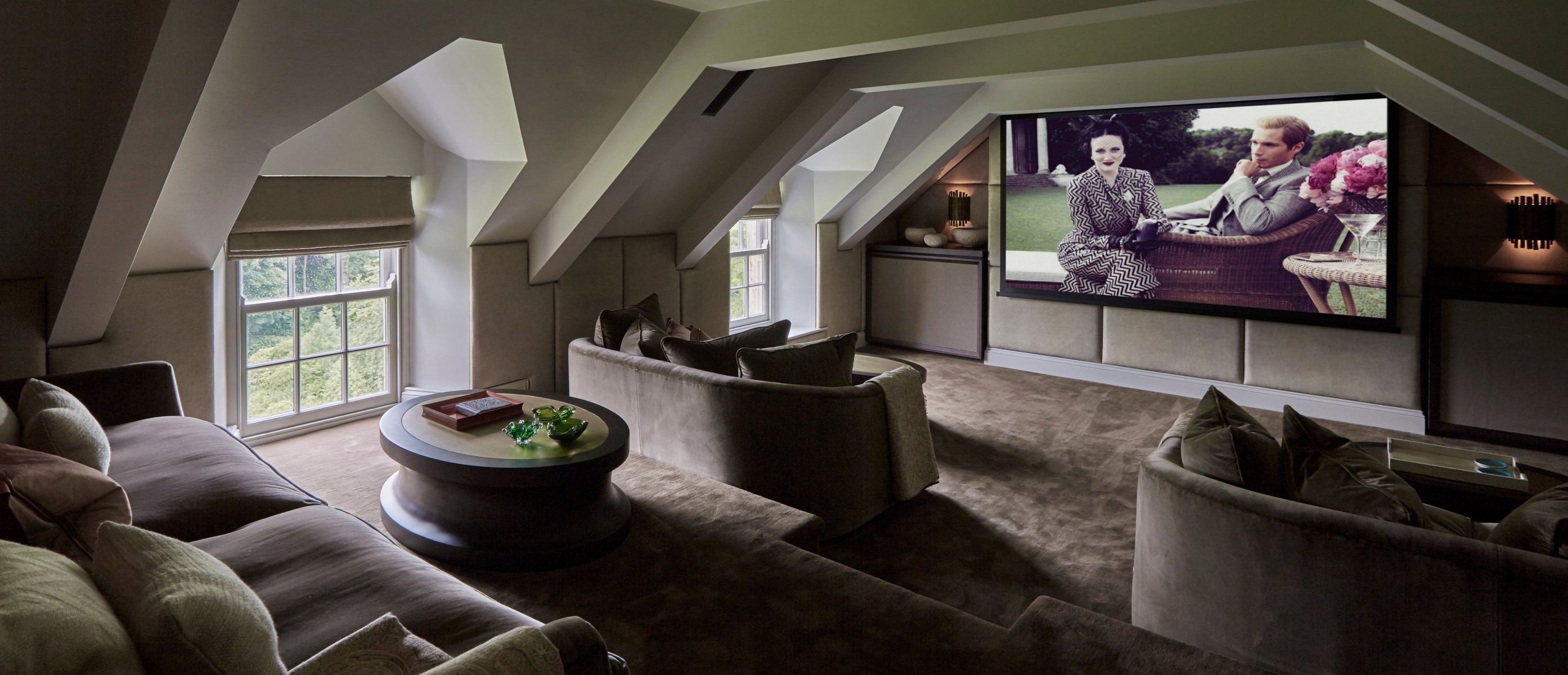 The cinema room is perfect for entertaining guests