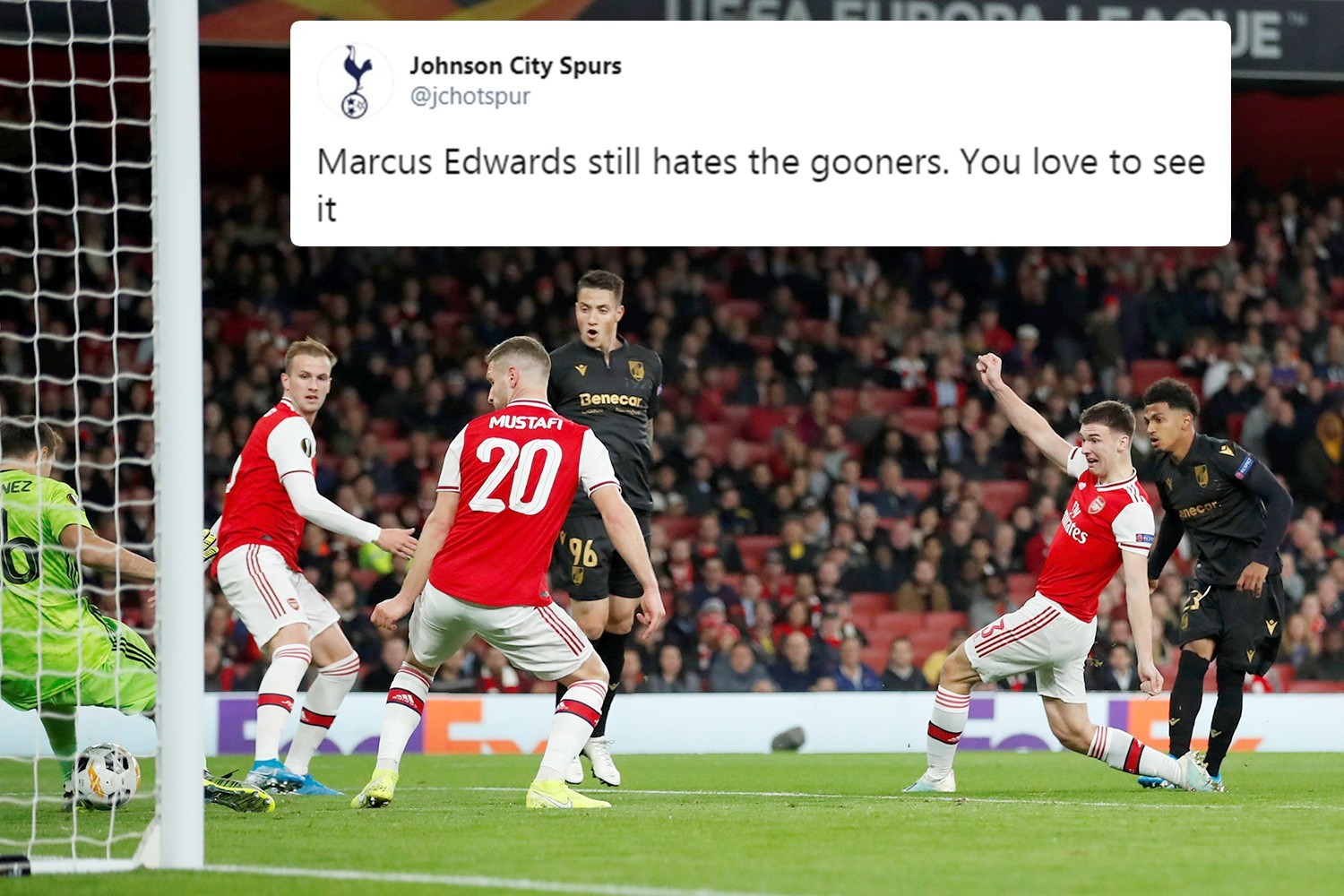 , Spurs fans in hysterics as Marcus Edwards makes Arsenals Kieran Tierney look daft to score for Guimaraes