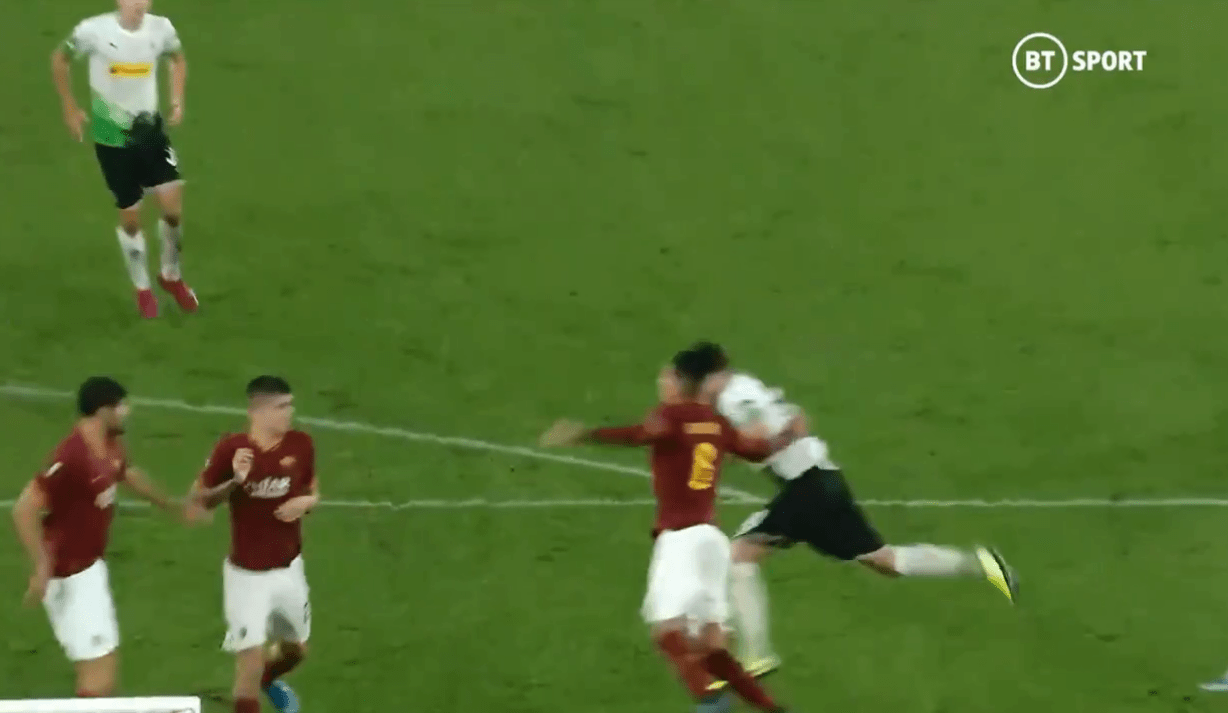 , Chris Smalling disbelief as ref gives last-minute penalty as ball smashes him in FACE in Roma vs Monchengladbach tie