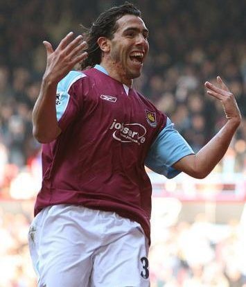 Argentina striker Carlos Tevez arrived in England with West Ham but went on to play for both Manchester giants