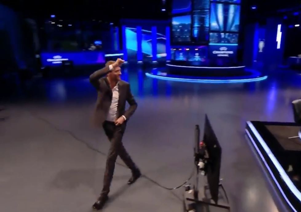 , Watch Peter Crouch get hauled off BT Sports Champions League set because of a sore throat
