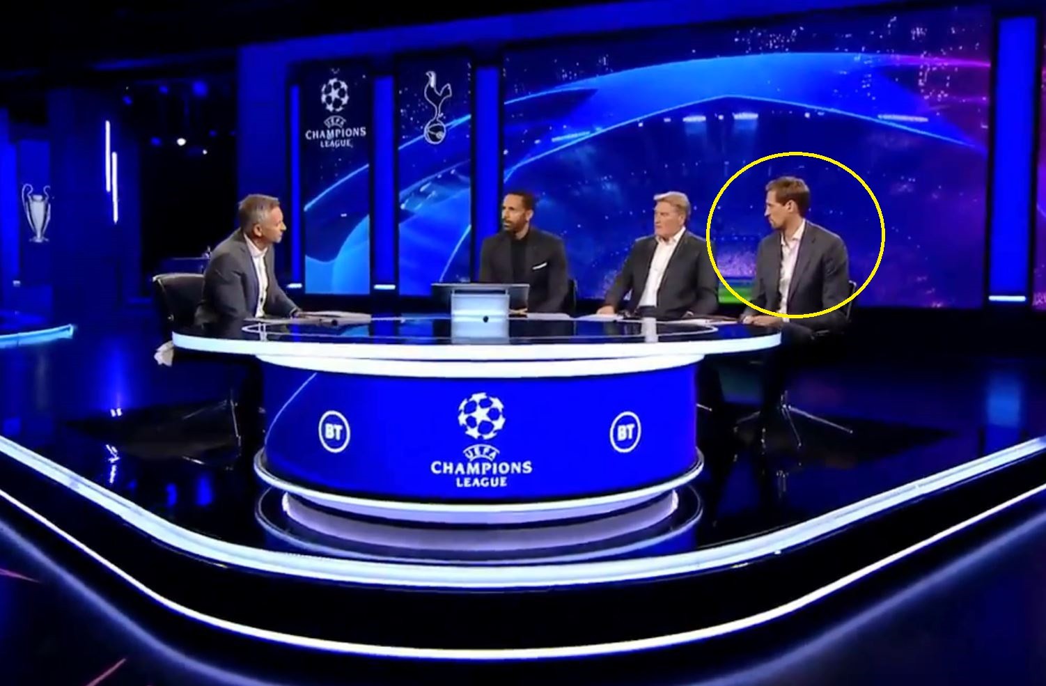 , Watch Peter Crouch get hauled off BT Sports Champions League set because of a sore throat