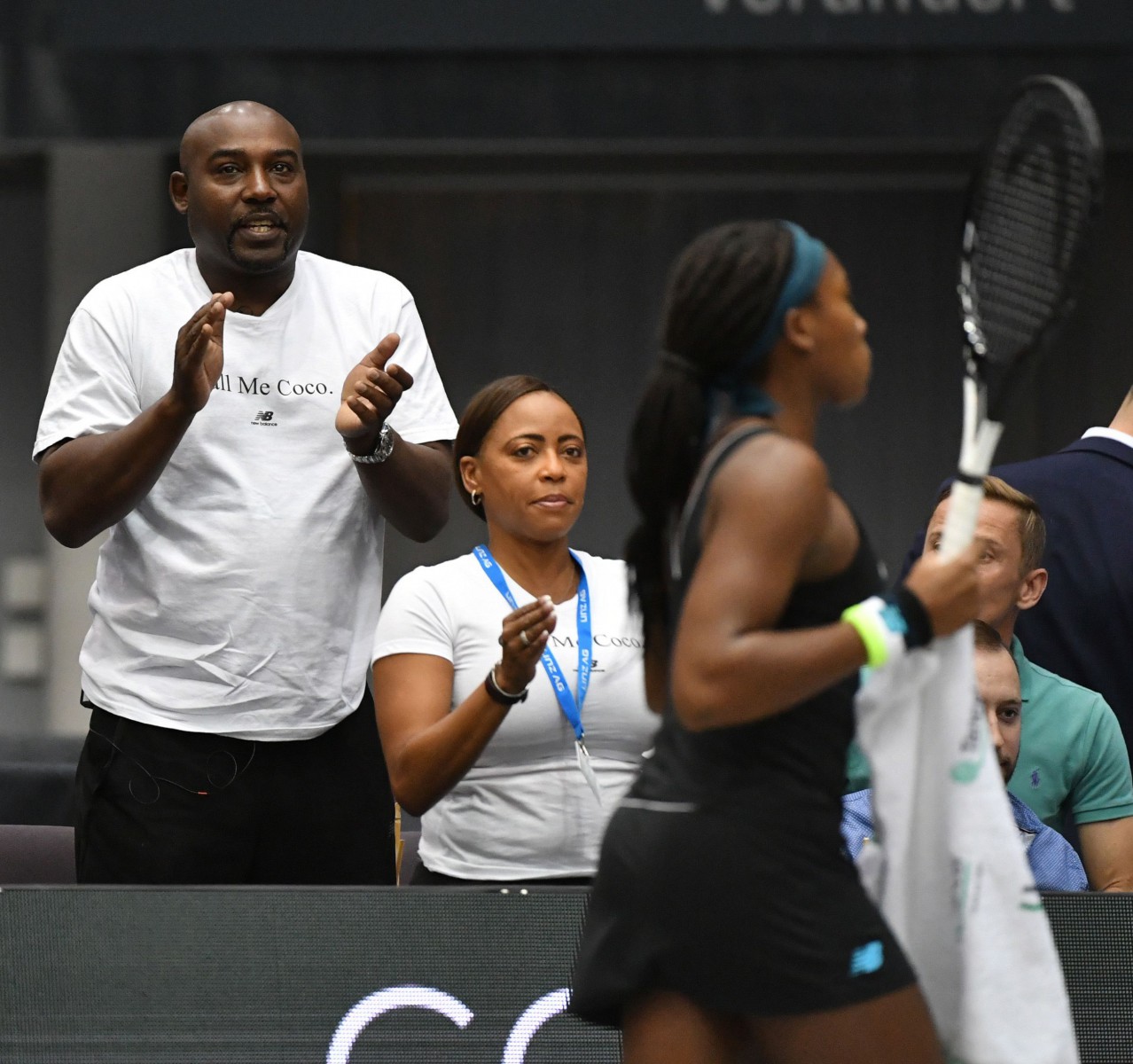 Parents Corey and Candi were court-side to cheer their daughter on to her first singles title