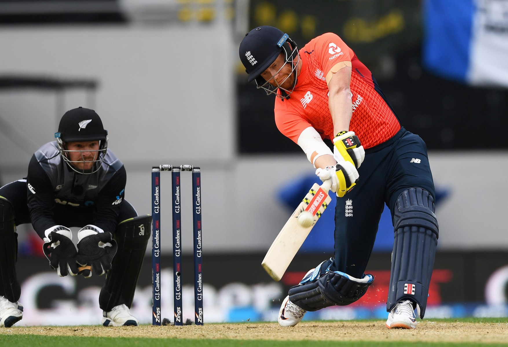 Captain Eoin Morgan and Jonny Bairstow plundered 17 from their six balls 