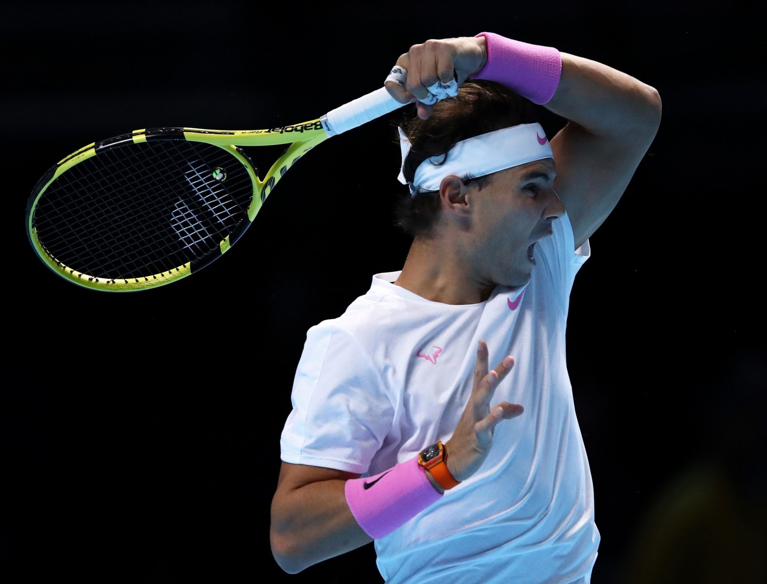 Nadal was edged out after a close first set, losing the tie-break 7-4 but battled back to win the second 6-4