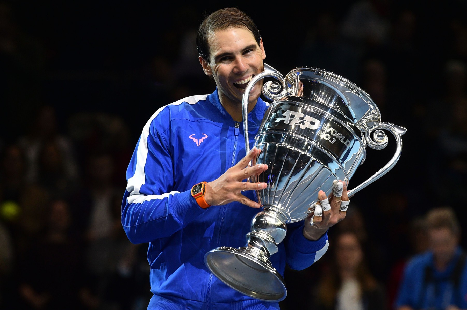 , Rafael Nadal presented with world No1 trophy after epic comeback win against Stefanos Tsitsipas at ATP Finals