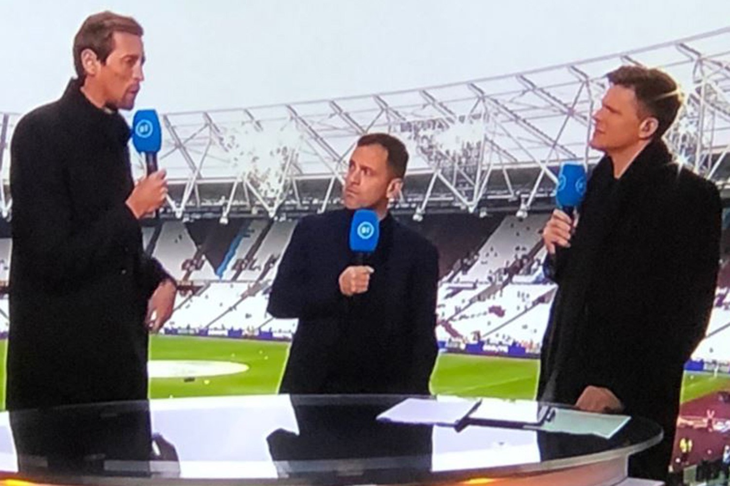 Peter Crouch had viewers in hysterics as as he loomed over fellow BT Sport pundit Joe Cole