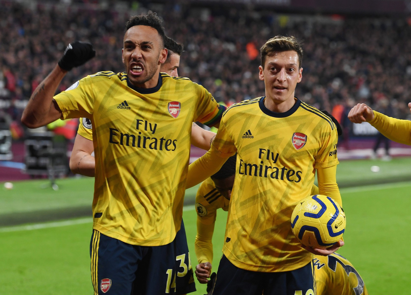 , Arsenal fans joke Ozil is riding invisible horse in hilarious skipping celebration as West Ham win has him smiling again