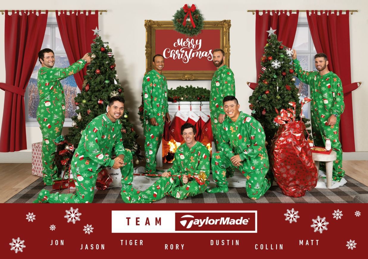 , Tiger Woods and Rory McIlroy pose in green festive onesies for cringe-making TaylorMade Xmas card but is it faked?