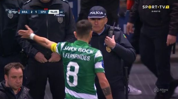 , Man Utd target Bruno Fernandes snubs Sporting fans, shoves camera and argues with policeman amid transfer stalemate