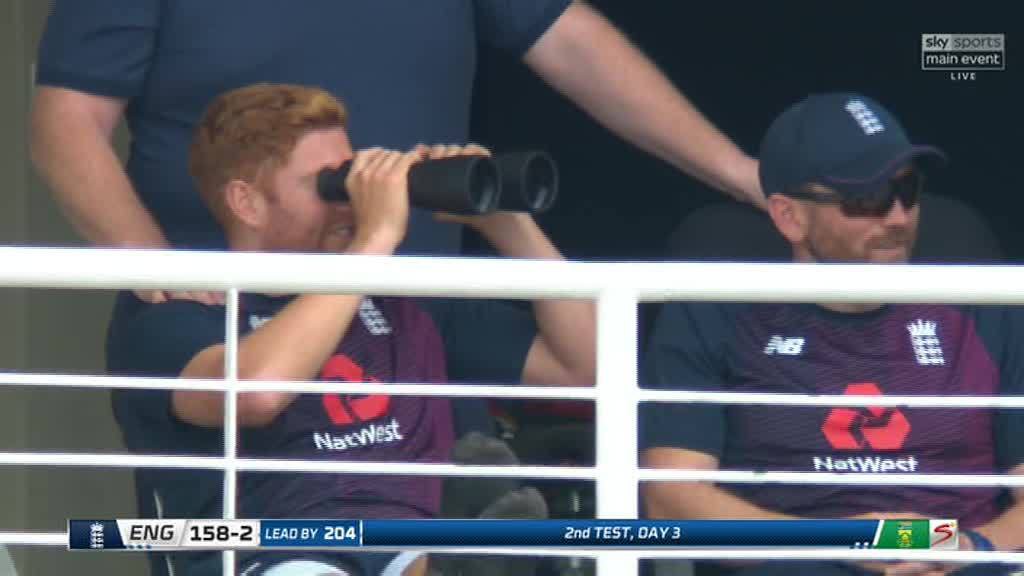 , Englands Jonny Bairstow stitched up like a kipper on live TV appearing to ogle fans in hilarious binoculars gag