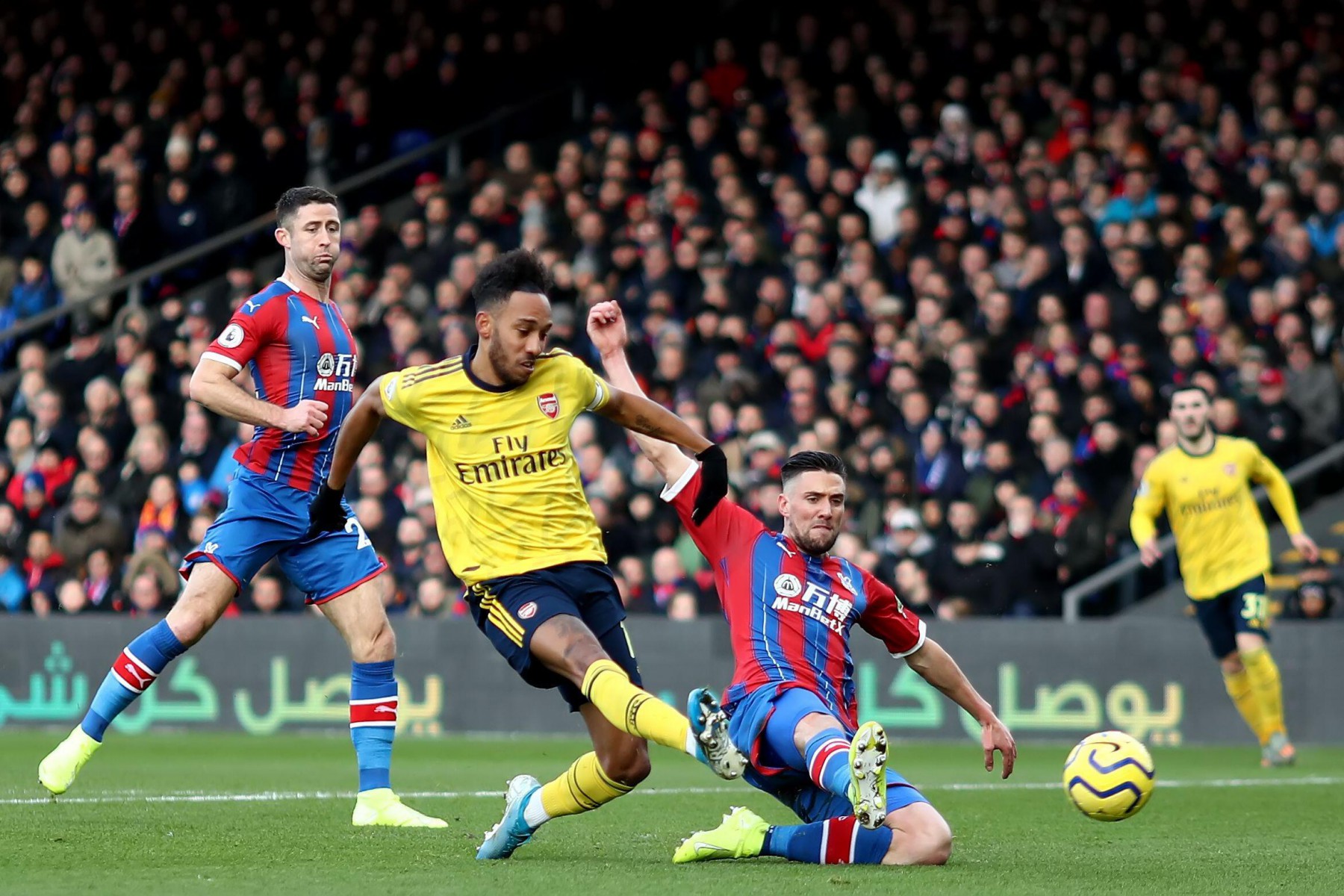 Pierre-Emerick Aubameyang gave Arsenal the lead with a clinical finish into the bottom corner