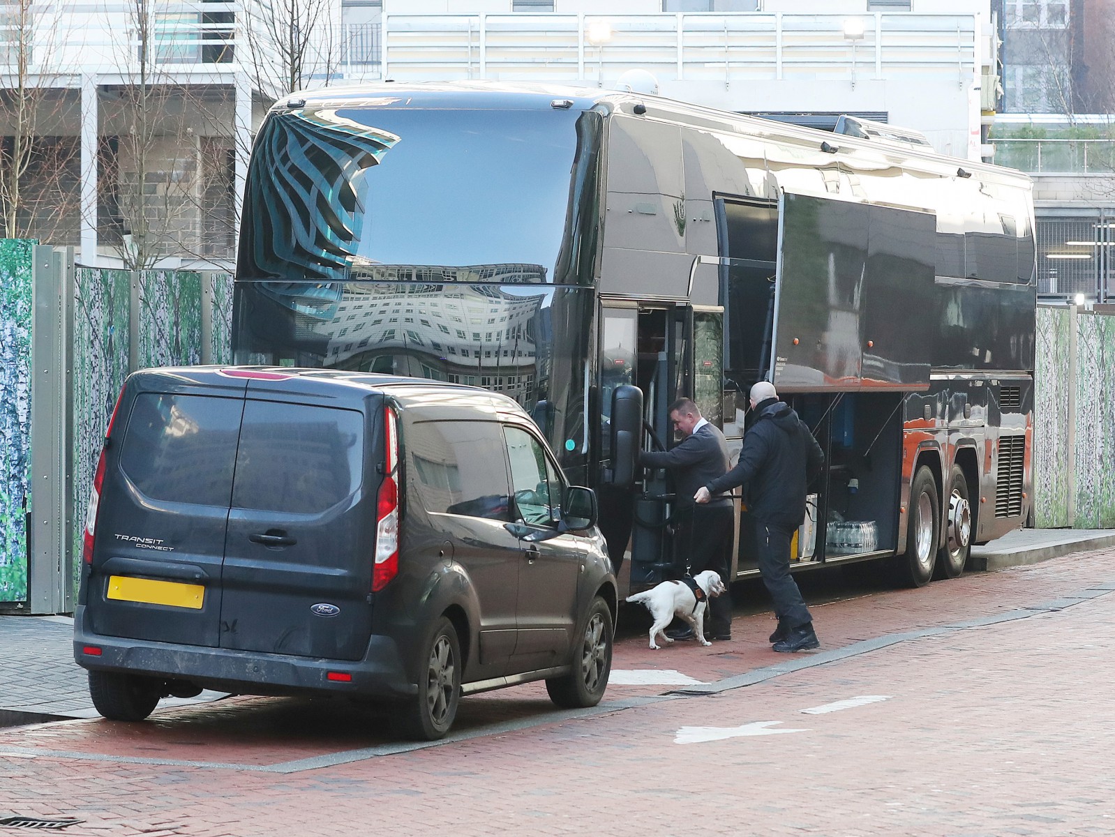 , Man Utd coach checked by sniffer dog amid security fears as Solskjaers squad leave The Lowry for Liverpool clash