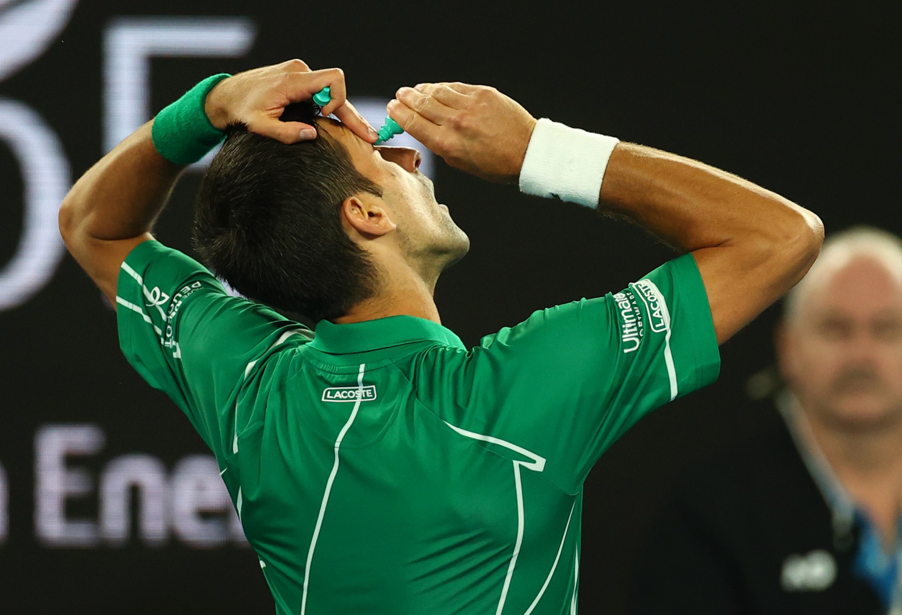 Djokovic had problems with his contact lenses and even went off court for a medical time-out