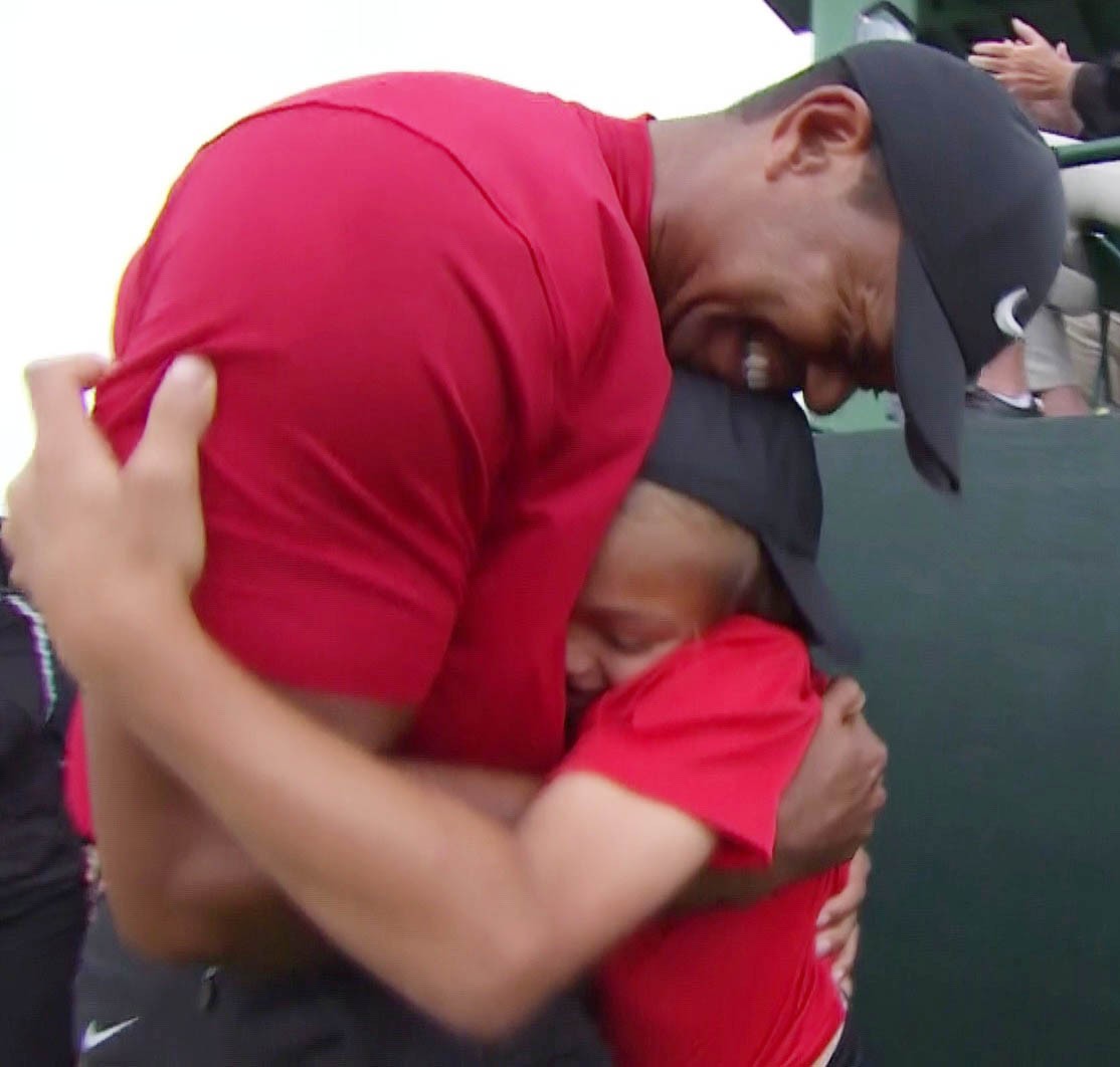 , Tiger Woods caddies for son Charlie at junior golf tournament as fans marvel at 10-year-olds swing