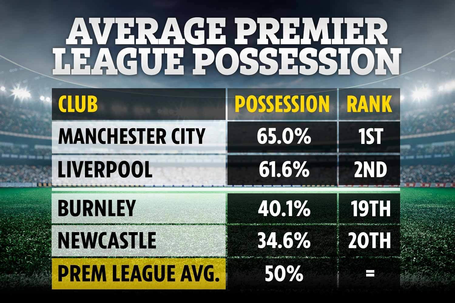 Newcastle have enjoyed the lowest amount of possession of all the Premier League sides this season