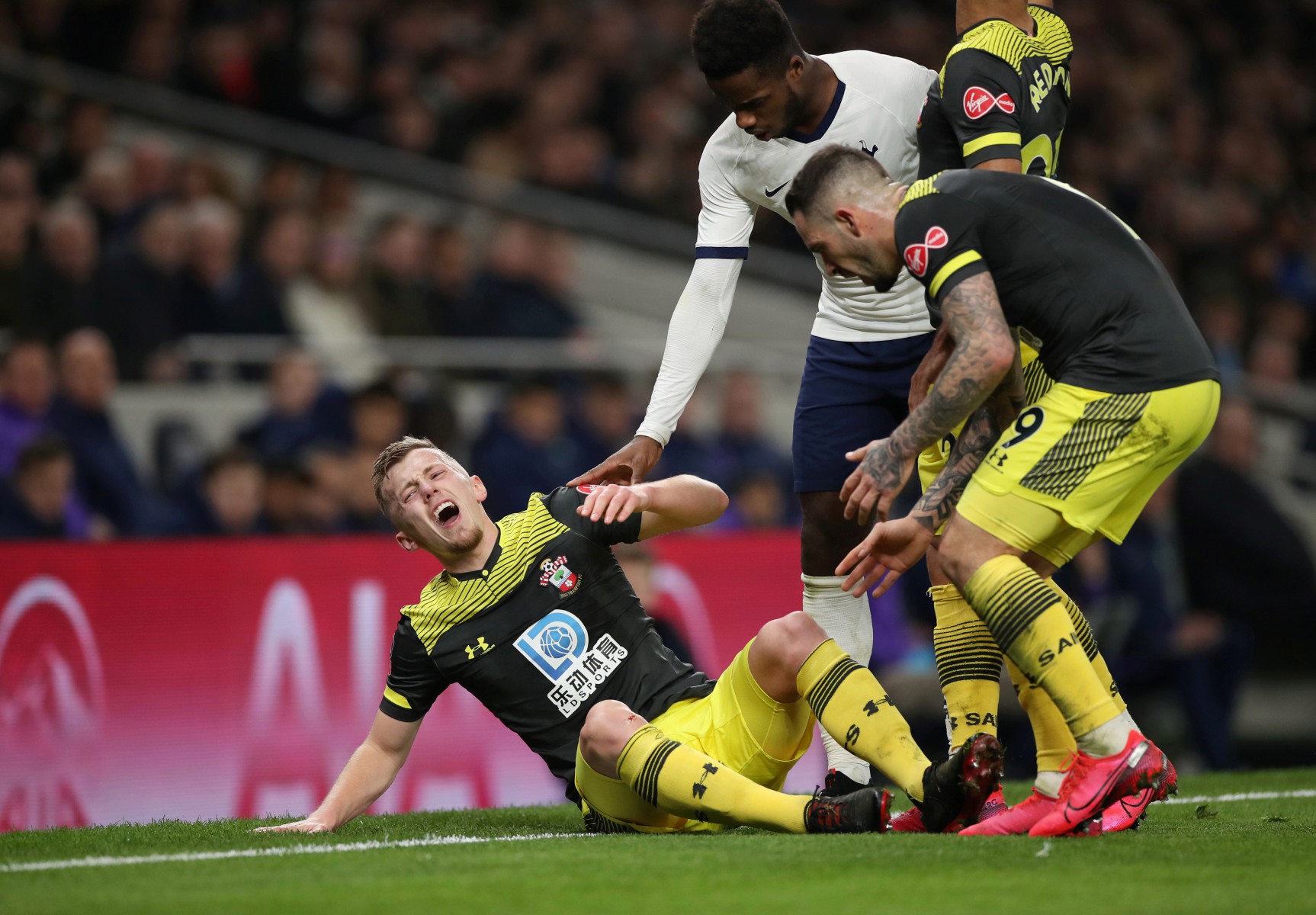 , James Ward-Prowse suffers gruesome knee injury against Tottenham and Southampton team-mate Shane Long cant hide shock