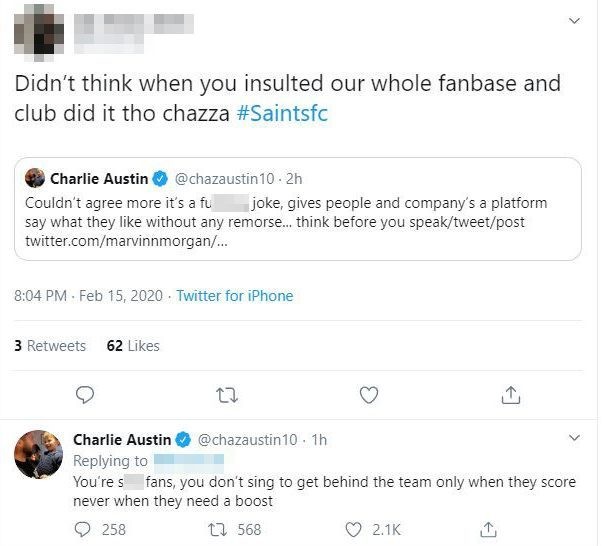 , Charlie Austin launches X-rated Twitter rant blasting Southampton fans s*** and one supporter a cheeky c**t