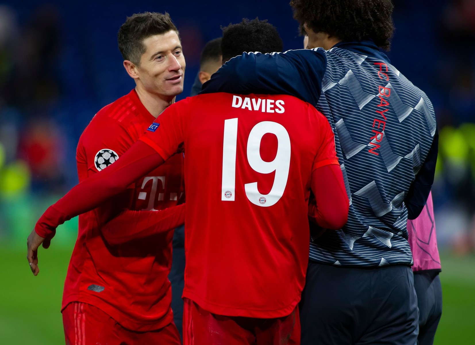 , Watch as Lewandowski has to PUSH shy Alphonso Davies over to Bayern Munich fans as they chant his name after Chelsea win