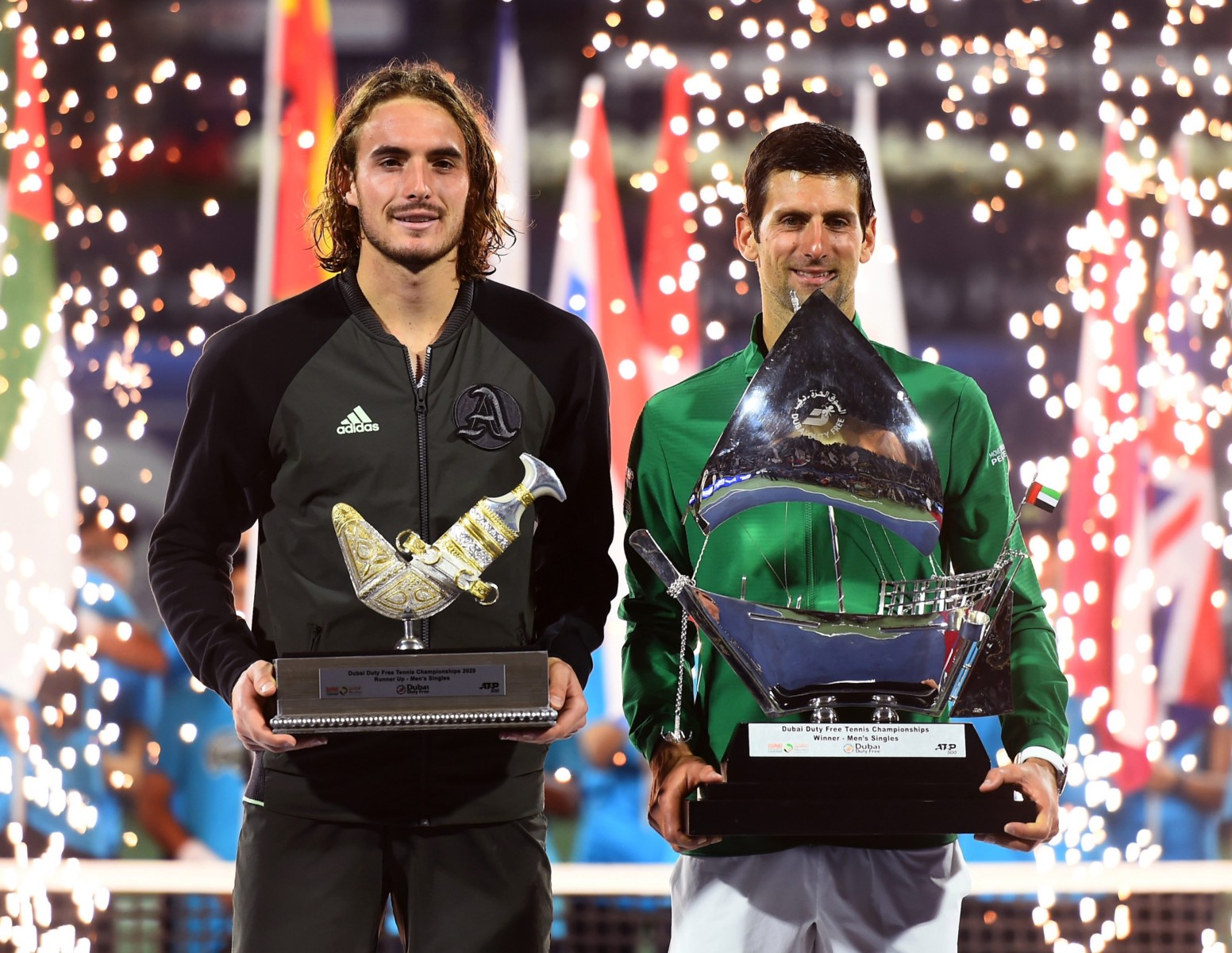 The Serbian ace lifted the Dubai title for the fifth time after beating Stefanos Tsitsipas in the final