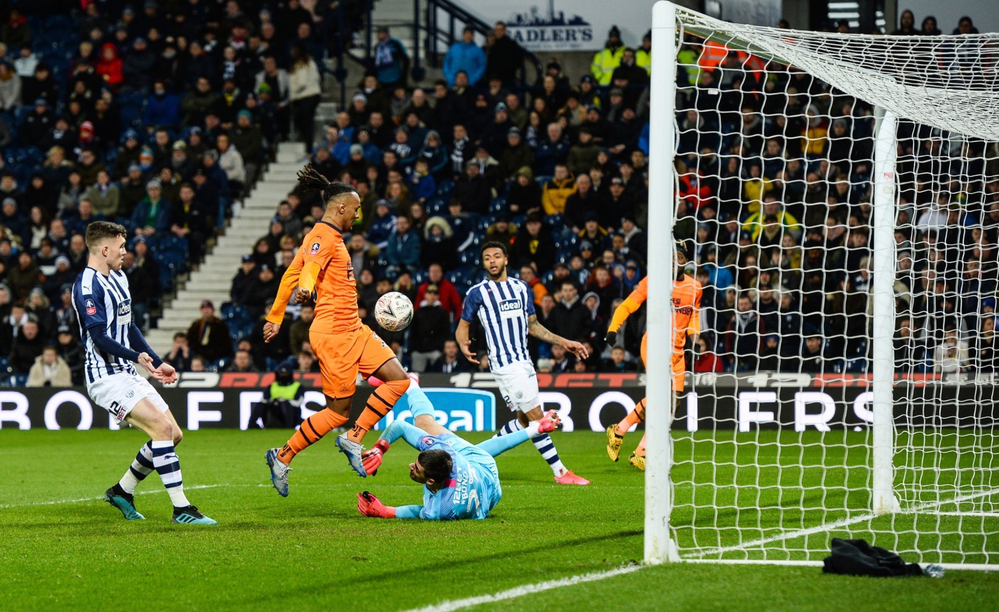 Valentino Lazaro nips in to put Newcastle 3-0 ahead just two minutes after the break
