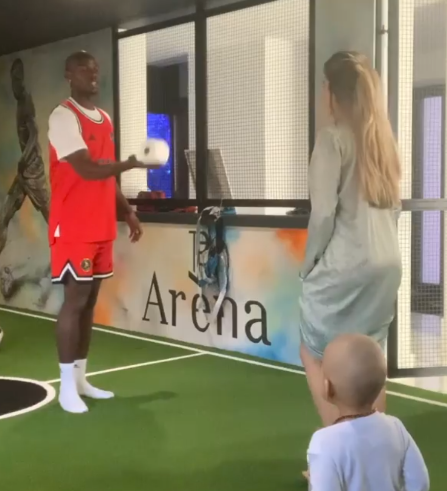 , Paul Pogba’s wife Maria Zulay hits son in the face with toilet roll after attempting the stay at home challenge