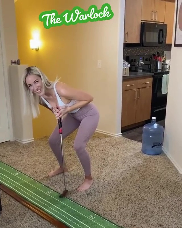 , Paige Spiranac nails cleavage trick shot at home as golf beauty insists ‘there’s no right or wrong way to grip putter’