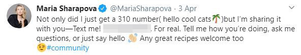 , Maria Sharapova invites fans to text her after sharing phone number during coronavirus lockdown