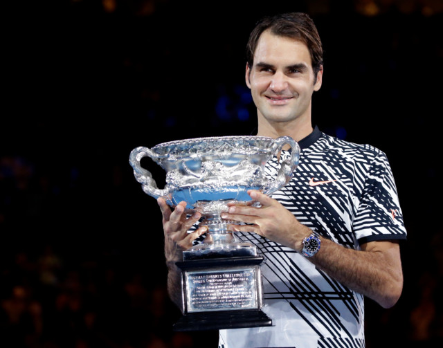 When he wins a trophy, Federer often shows off a new Rolex