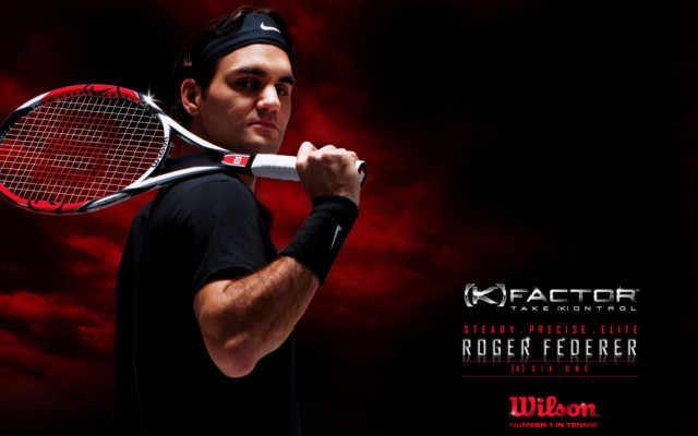 Federer's tennis equipment is provided by Wilson