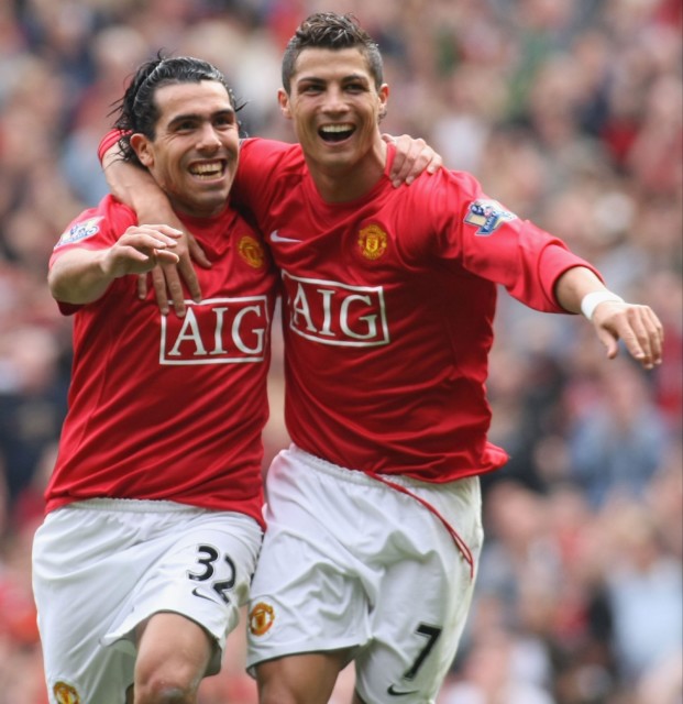 Calo Tevez and Cristiano Ronaldo were part of a thrilling Man Utd frontline, winning the Prem and Champions League double in 2008