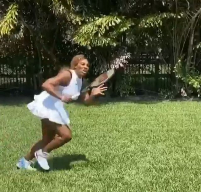 , Watch Serena Williams play HERSELF at tennis in brilliant TikTok video in her back garden during coronavirus lockdown