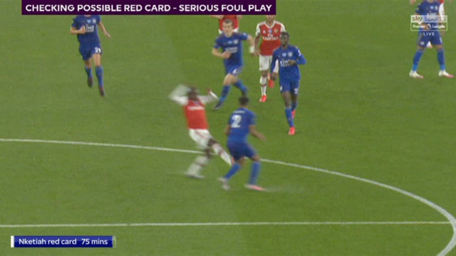 , Arsenal boss Arteta furious Nketiah was sent off after Leicester ace Vardy escaped red for kicking Mustafi in head