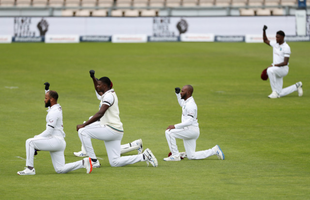 , All England and West Indies players take knee in poignant Black Lives Matter protest before rain-delayed First Test