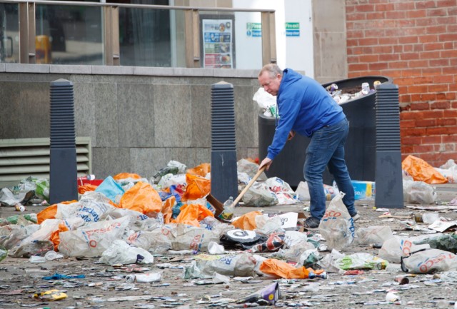 , Leeds city centre left a mess with empty cans and bottles of booze all over ground after huge promotion party