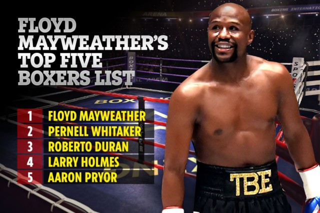 , Floyd Mayweather leaves out Mike Tyson and Muhammad Ali in his list of five greatest boxers but puts himself No 1