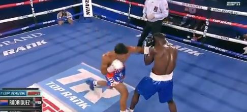 , Watch unbeaten prospect stun opponent with cold-blooded one-punch KO… then celebrate by playing air guitar