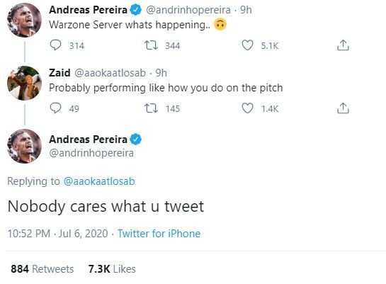 , Man Utd star Andreas Pereira hits back at trolls and blasts ‘nobody cares what you tweet’ as he plays Call of Duty