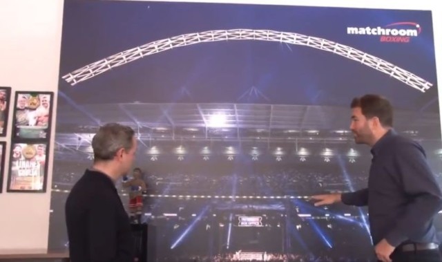 Artwork from the first Froch v Groves fight sits pride of place in Hearn's office