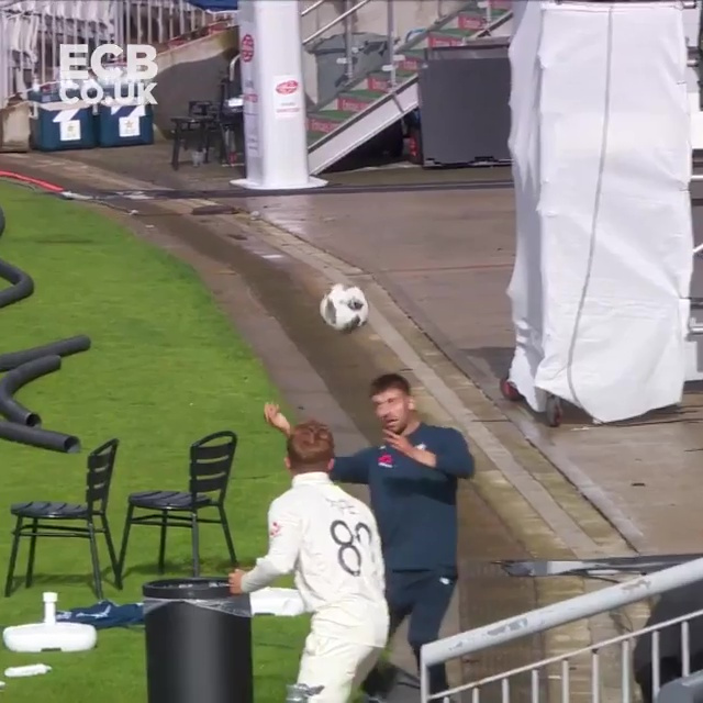 , England cricket stars complete incredible bin challenge off balcony during rain delay