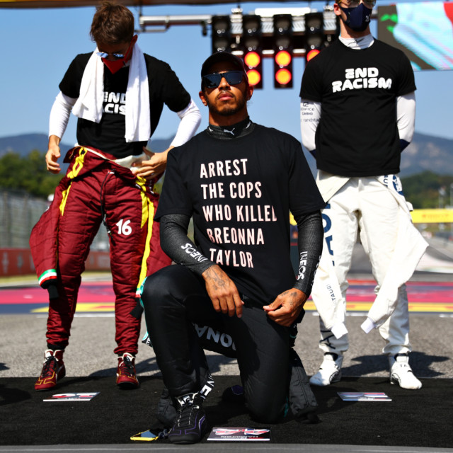 , Lewis Hamilton wears ‘Arrest the cops who killed Breonna Taylor’ T-Shirt before winning Tuscan Grand Prix