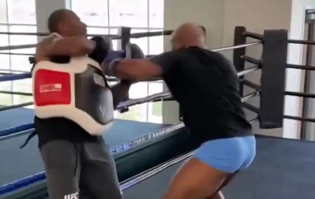 , Watch ferocious Mike Tyson almost knockout his OWN trainer as 54-year-old shows off brutal power and speed in training