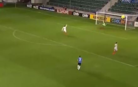 , Watch Arsenal keeper Karl Hein suffer embarrassing gaffe just two minutes into Estonia clash against North Macedonia