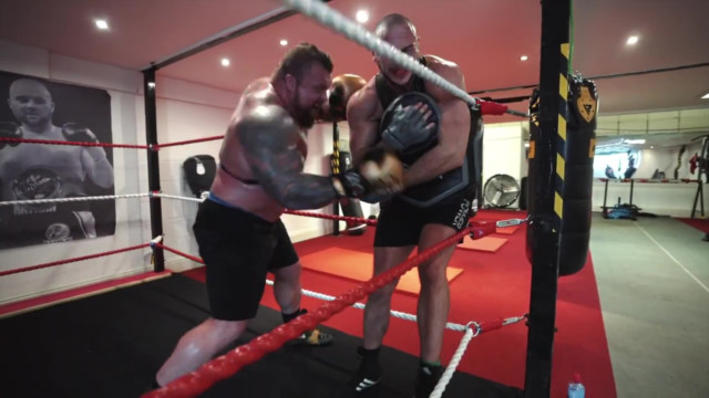 , Eddie Hall leaves trainer coughing up blood after landing heavy shot during brutal sparring session ahead of Thor fight