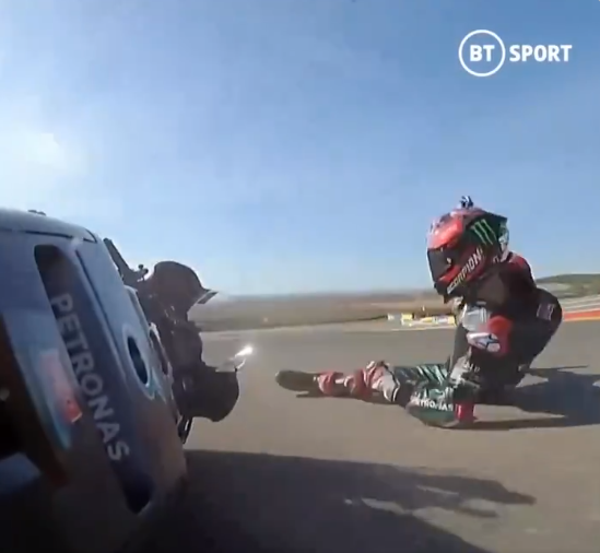 , Fears for Fabio Quartararo after Moto GP star in horror crash at Aragon GP and is taken away on stretcher