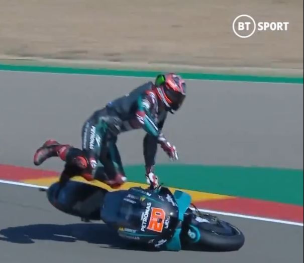 , Fears for Fabio Quartararo after Moto GP star in horror crash at Aragon GP and is taken away on stretcher