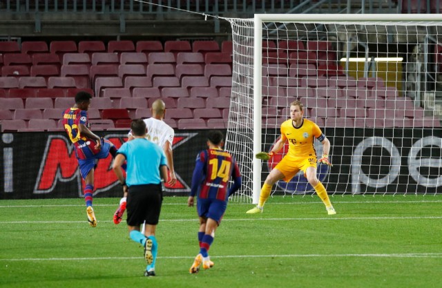 Ansu Fati doubled Barca's lead in the 42nd minute with a volley into the corner