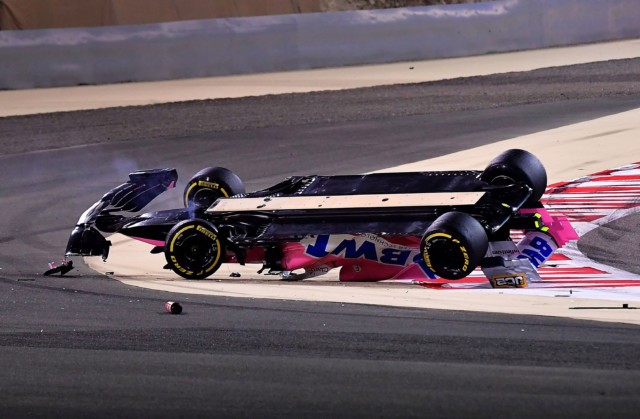 , Lance Stroll car flipped UPSIDE DOWN on restart of Bahrain Grand Prix after Grosjean fireball crash on crazy day for F1