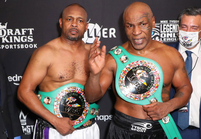 Mike Tyson and Roy Jones Jr went head-to-head in an exhibition bout