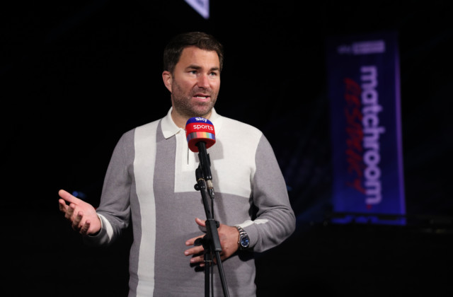, Eddie Hearn mocked by Sky Sports TV viewers for ‘rascal 80s chic’ outfit as Freddie Flintoff says ‘what’s he wearing?’
